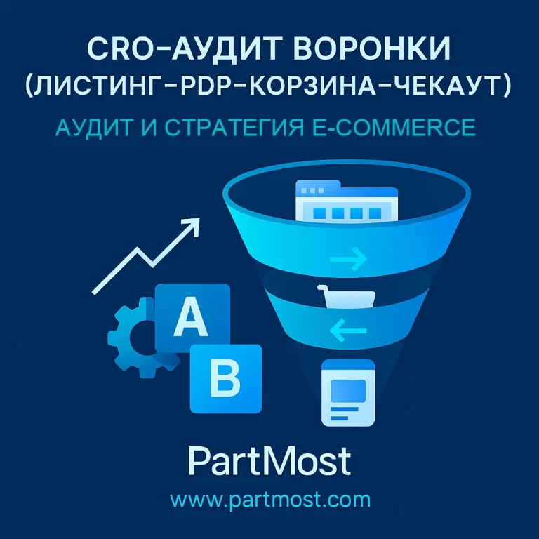 CRO-аудит воронки (листинг→PDP→корзина→чекаут)