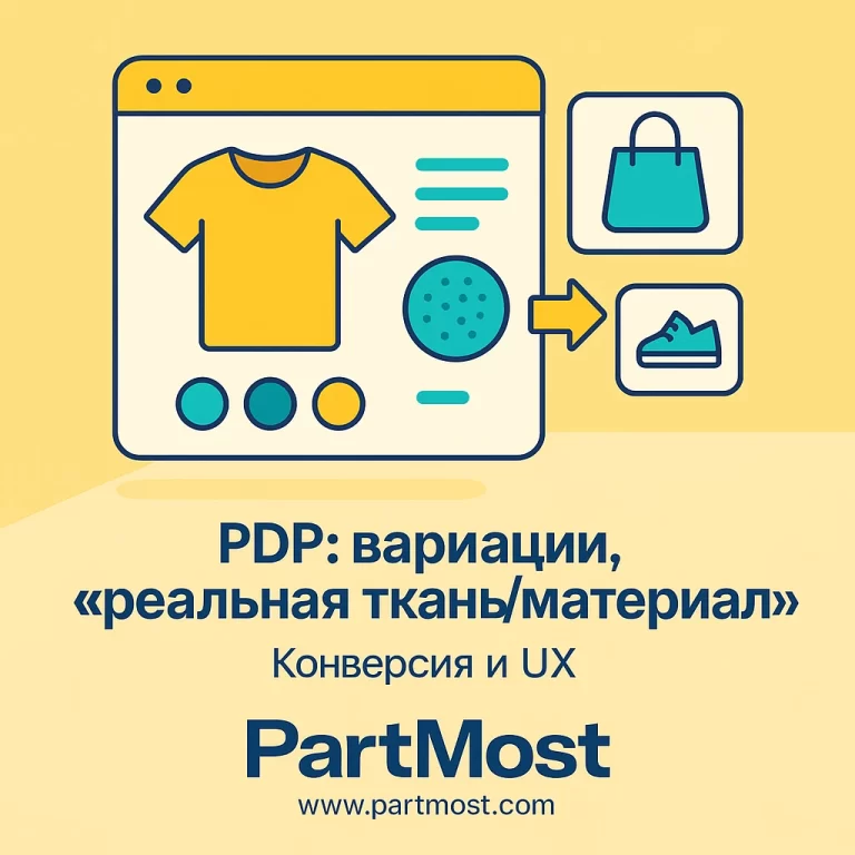 PDP: вариации, «реальная ткань/материал», комплементарные наборы