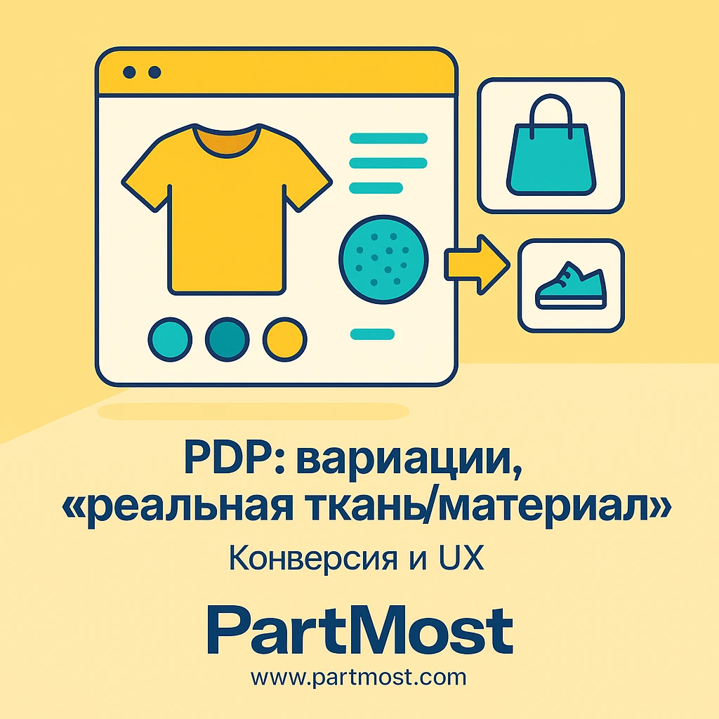 PDP: вариации, «реальная ткань/материал», комплементарные наборы