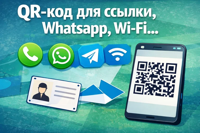 Как сделать QR-код для ссылки, WhatsApp, Telegram, Wi-Fi и визитки